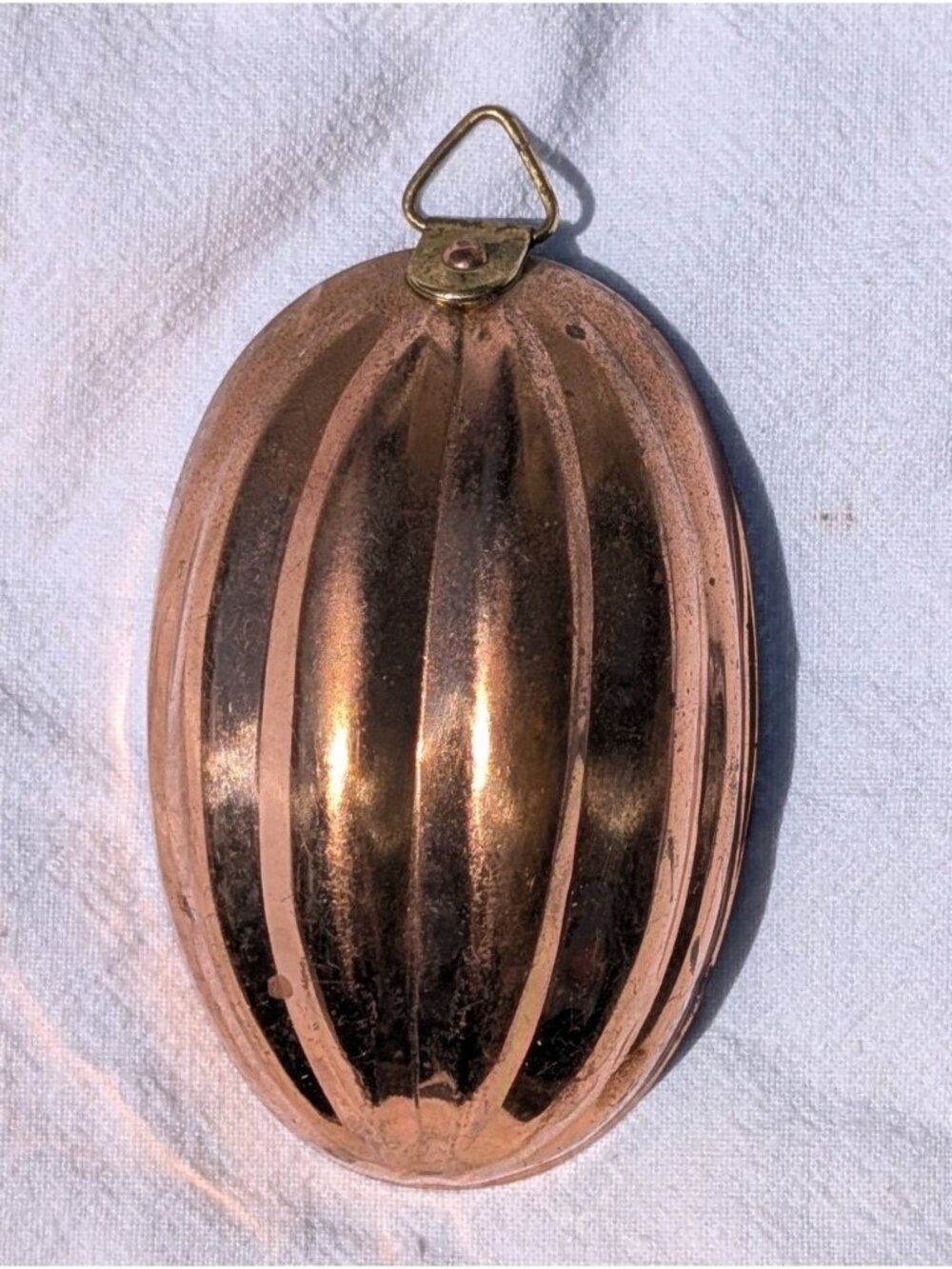 Vintage Copper Jelly Mold Oval Melon Fluted Wall Hanging Kitchen Decor